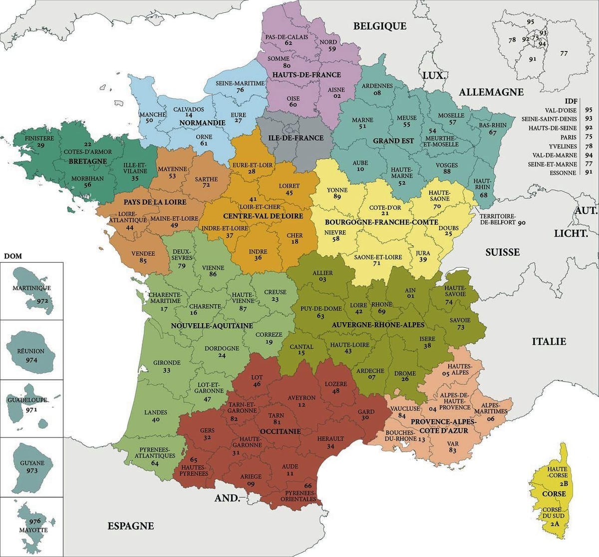 mapa Francie oddělení