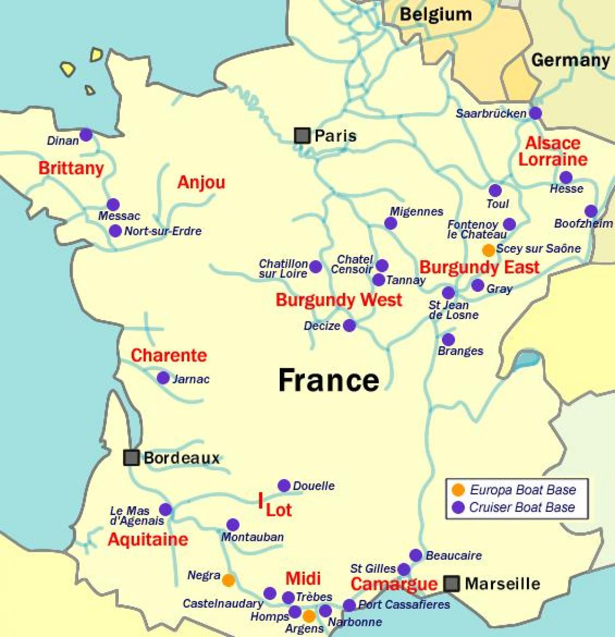 mapa Francie loď