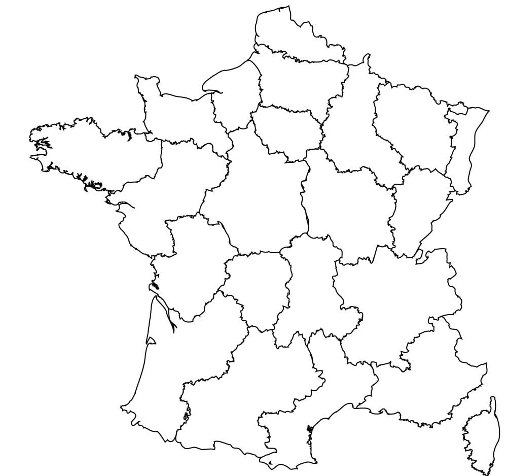 mapa Francie černé a bílé