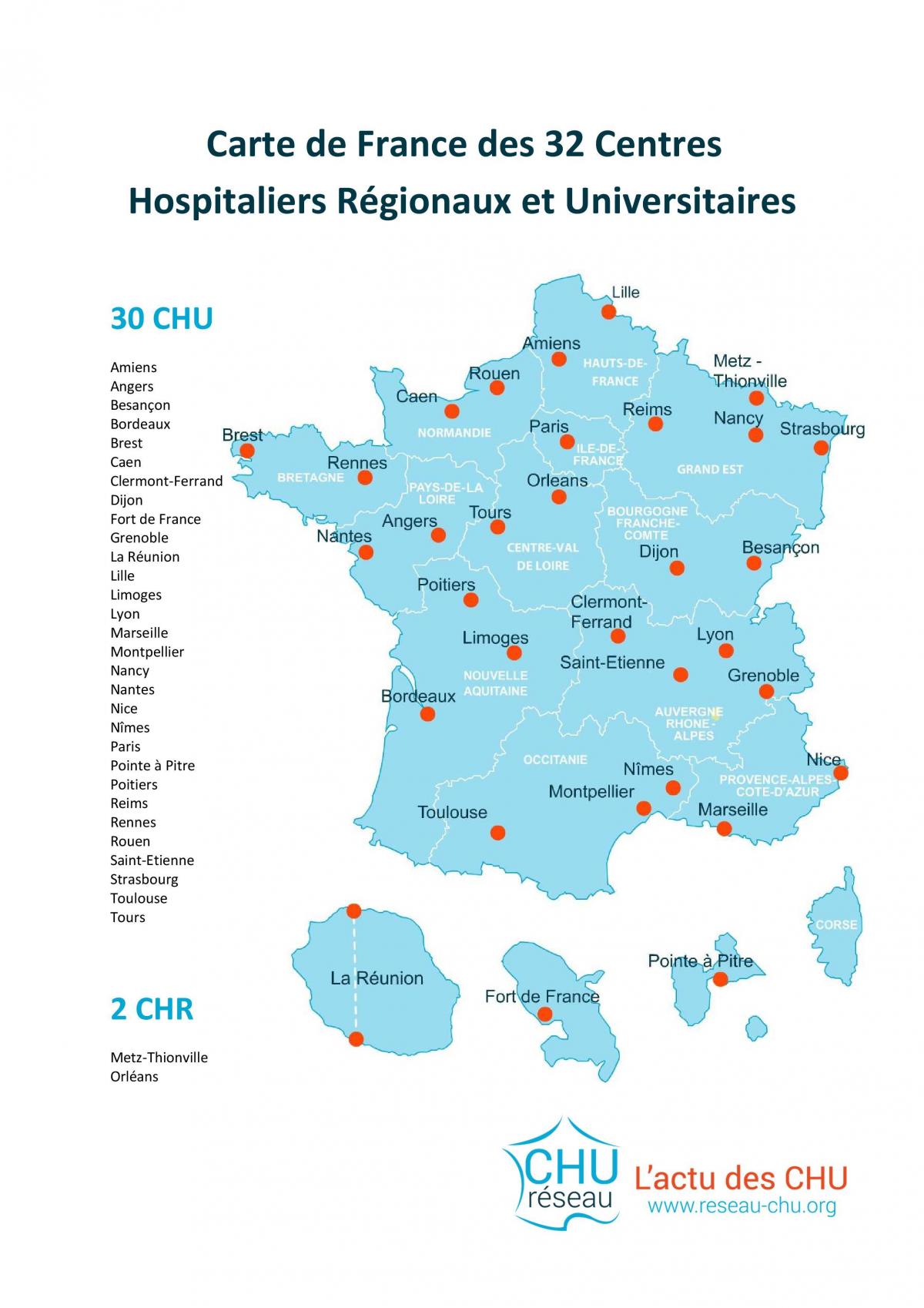 mapa Francie nemocnice