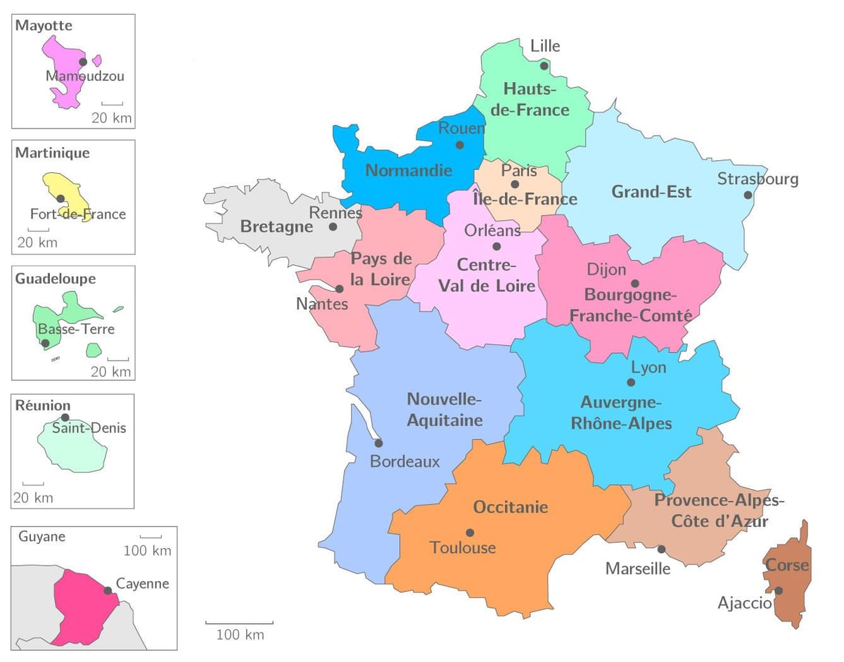 mapa regionu Francie