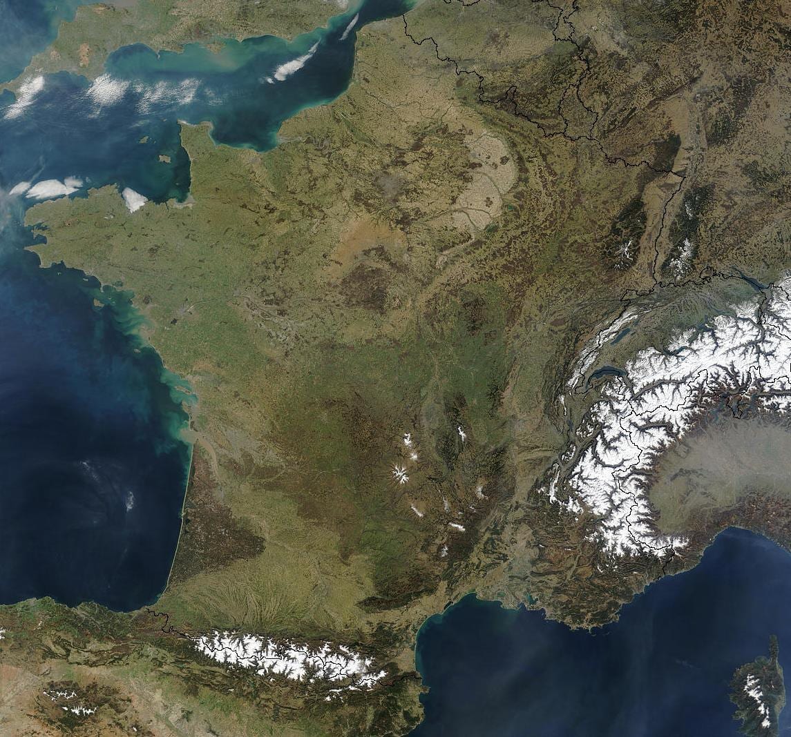 satelitní mapa Francie
