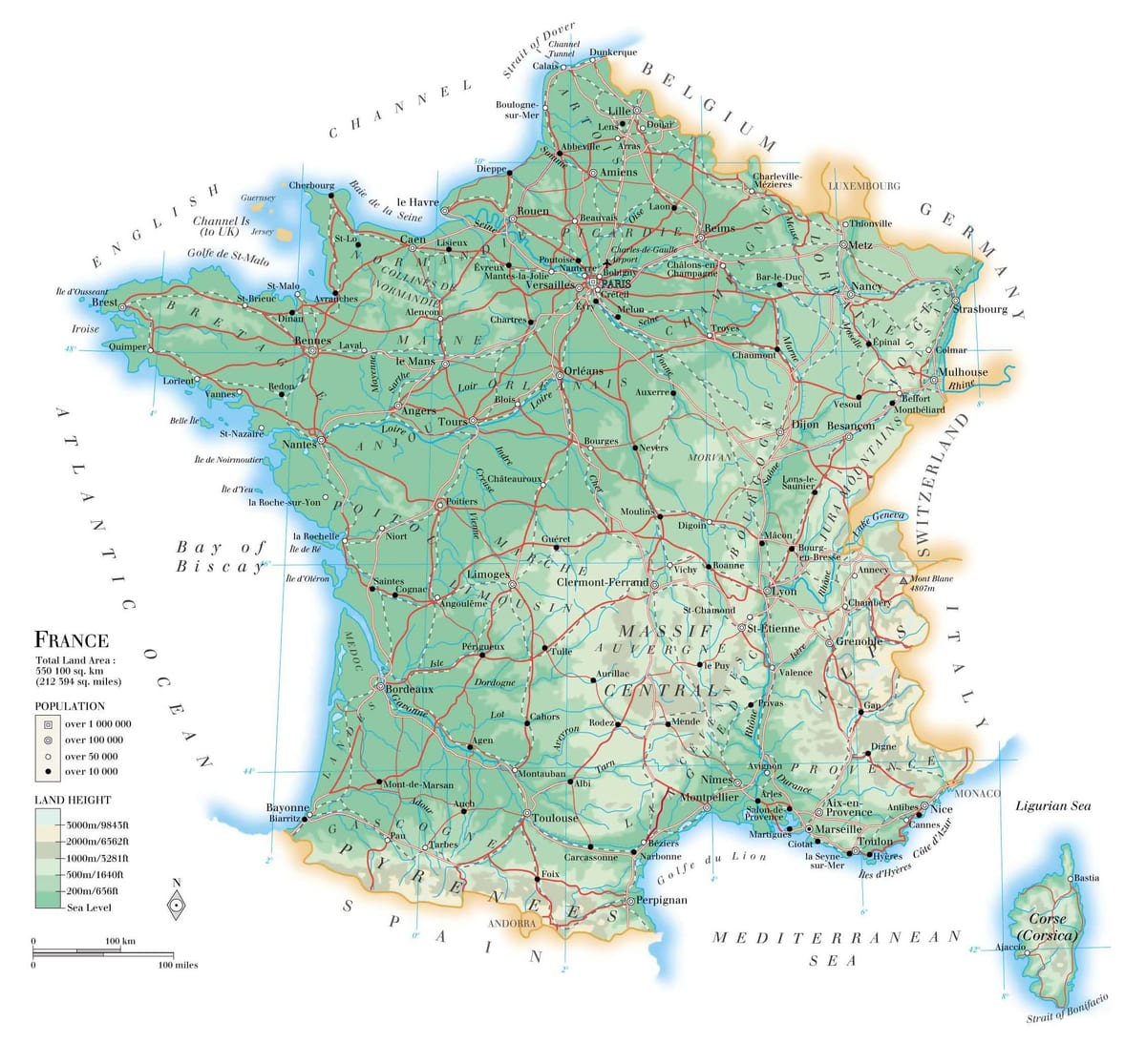 zeměpisná mapa Francie