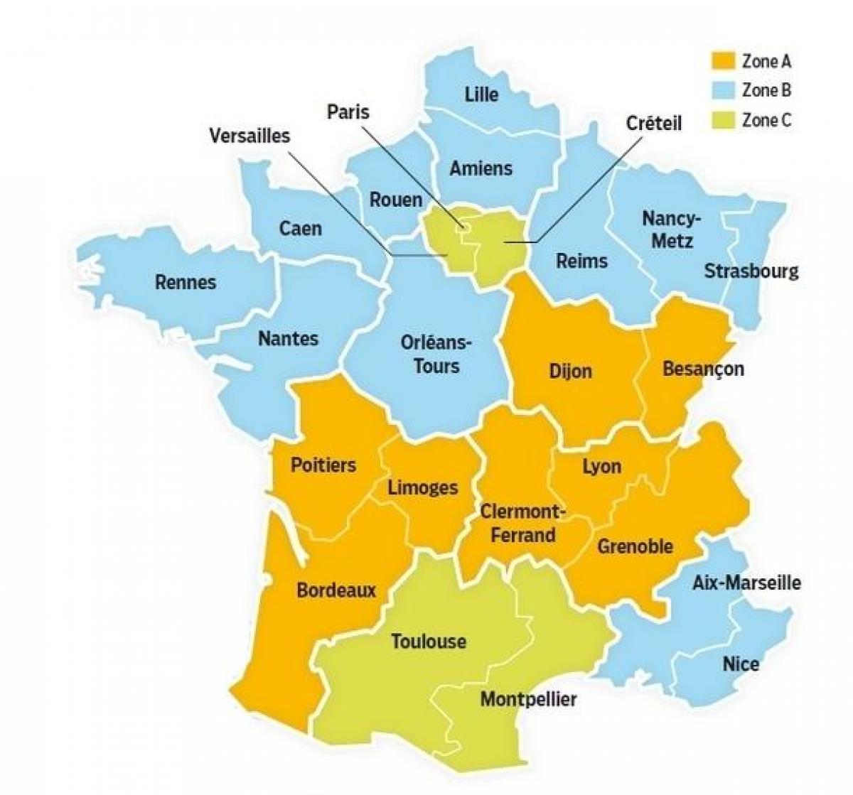 školní mapa Francie