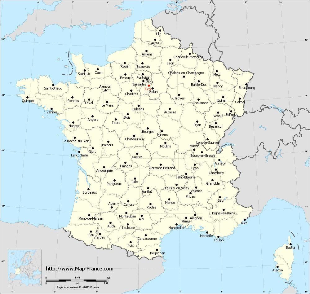 mapa Francie a městech