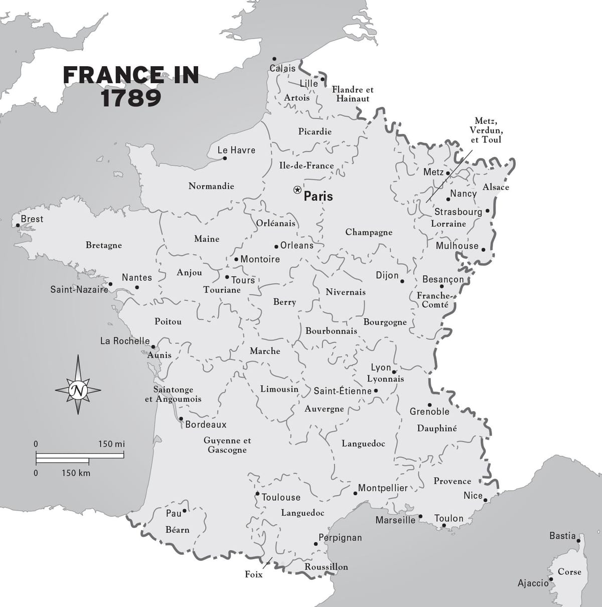 mapa Francie během francouzské revoluce