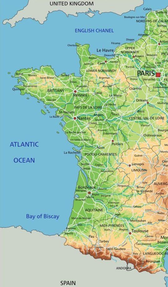 mapa Francie západní