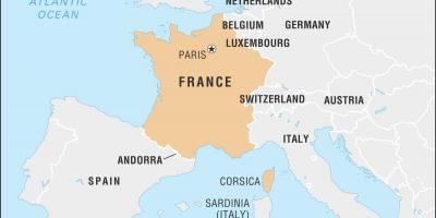Mapa Francie a sousedních zemí
