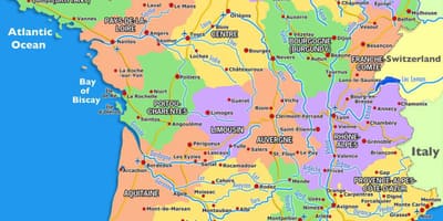 Turistická mapa Francie turistických atrakcí