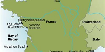 Mapa Francie beach