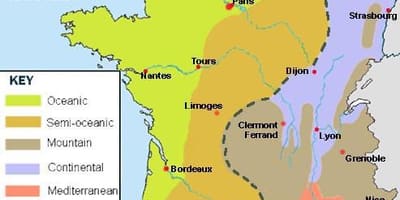Mapa Francie klima