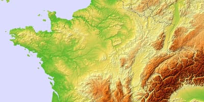 Mapa Francie topografické