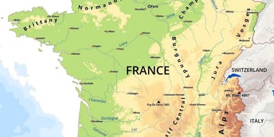 Pohoří ve Francii mapě