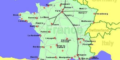 Letiště jih Francie mapě