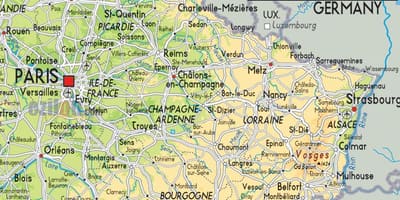 Mapa Francie north east