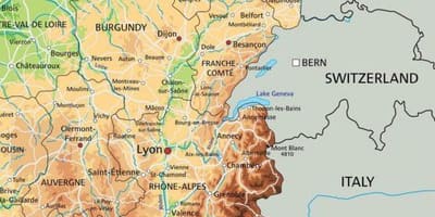 Mapa východní Francie